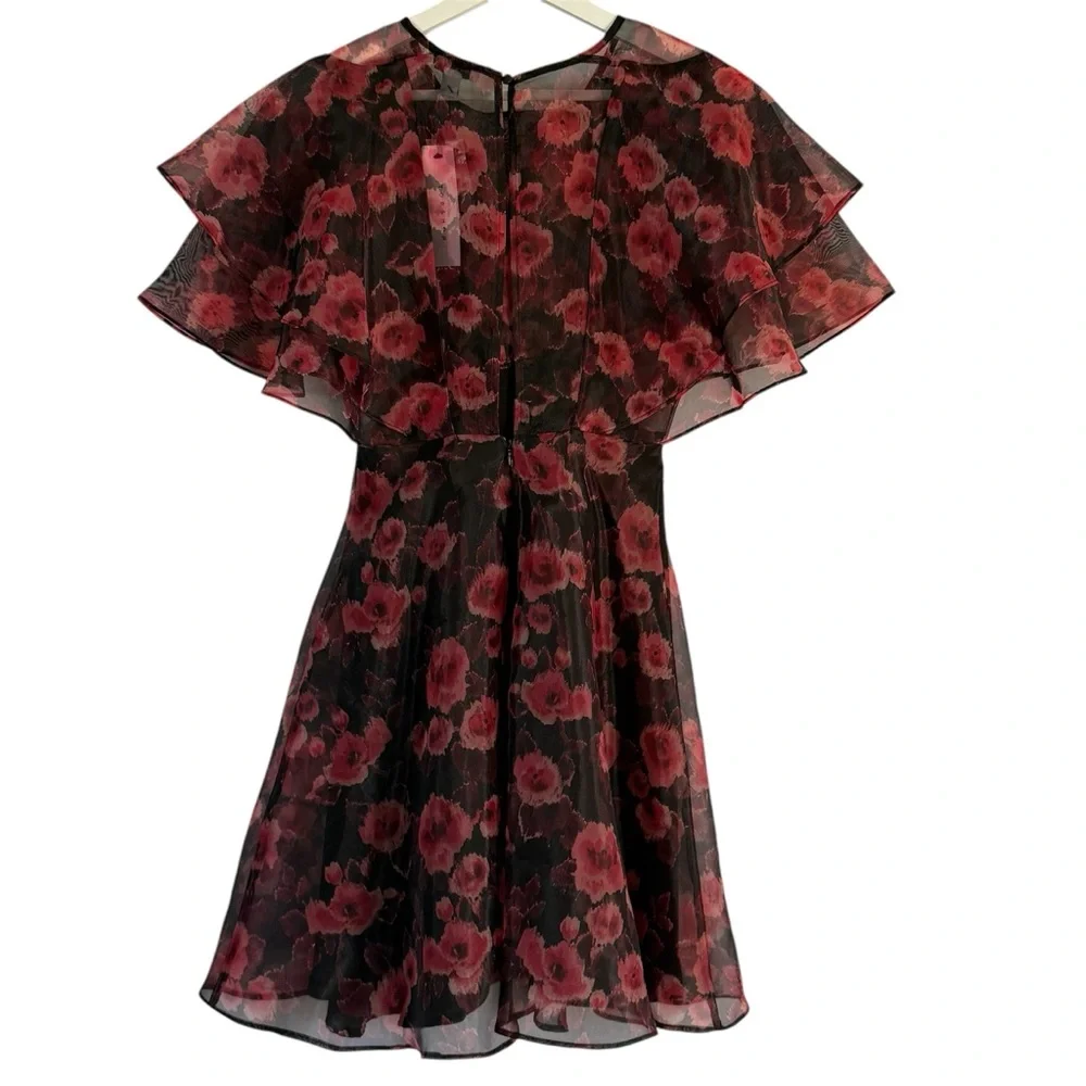 Topshop Women’s Organza‎ Floral Print Mini Dress Size 2 Lightweight